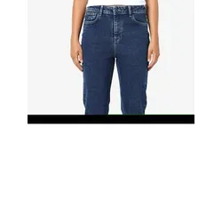 Noisy May Jeans - Regular Fit - Dunkelblau W27/L32 - Stylische High Waist Jeans im Regular Fit mit 5-Pocket Design und Kunstleder-Patch, perfekt für trendbewusste Looks.