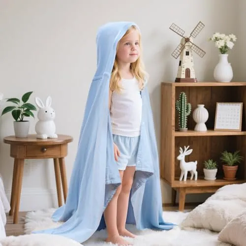EXTSUD Baby Handtuch Kapuze, 70X140cm kaputzenhandtücher Kinder 100% Bio-Baumwolle Badetuch mit Kapuze Badeponcho für Baby Baden Kleinkinder