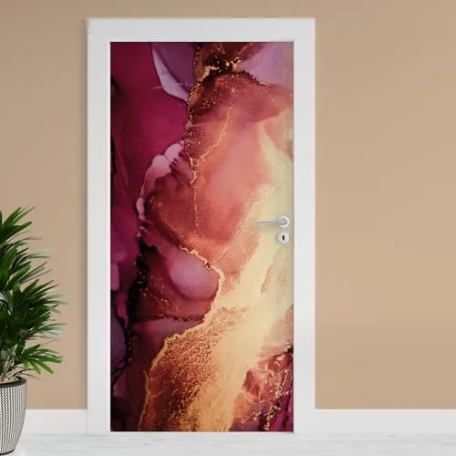 Finest Folia Türfolie 90x200 cm Türtapete Türposter Folie für Tür Wohnzimmer Kinderzimmer Küche Türaufkleber Bad Aufkleber selbstklebend TF02 (22 Marmor Lila)