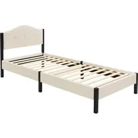 ML-Design Polsterbett 90x200 cm Beige mit Lattenrost