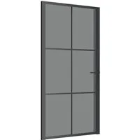 vidaXL Innentür 102,5x201,5 cm - Schwarz ESG-Glas & Aluminium - Moderne Innentür aus starkem ESG-Glas und robustem Aluminiumrahmen, bietet Sichtschutz und stilvollen Übergang zwischen Räumen. Ideal für minimalistische Wohnstile.