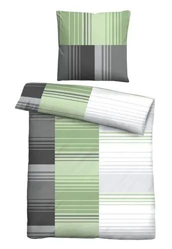 Traumhaft schlafen - Castell - Markenbettwäsche Bettwäsche Baumwoll Renforce 0040561 STREIFENMIX 1x 135x200 cm + 1x 80x80 cm, fichte