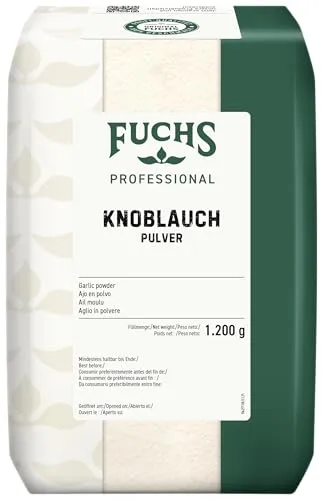 Fuchs Professional Knoblauchpulver 1,2 kg | Aromatisches Gewürz für vielfältige Gerichte | Profi-Qualität für Großverbraucher - Fuchs Knoblauchpulver bietet einen intensiven Geschmack, ideal für zahlreiche Gerichte. Der recyclebare Beutel sorgt für optimale Frische und ist perfekt für Großverbraucher geeignet.