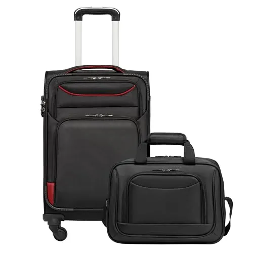 COOLIFE Handgepäck Koffer Weichgepäck Trolley58cm und 1 Große Umhängetasche