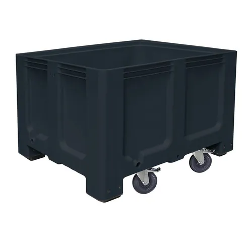 BRB-Lagertechnik Palettenbox mit Lenkrollen, Industrieausführung - Stabile Palettenbox mit 610 Litern Volumen und kompakten Maßen (LxBxH 1200x1000x835 mm). Aus witterungsbeständigem PE-HD, ideal für Lagerung und Transport. Mit 4 Lenkrollen, hygienisch und leicht zu reinigen.
