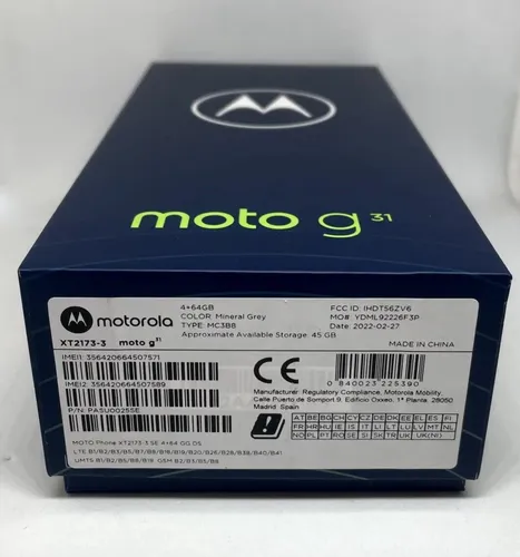 Motorola Moto G31 Android Smartphone - 64GB in Mineral Grey - Handys & Smartphones mit 6,43 Zoll Bildschirm, 50 MP Kamera und 64 GB Speicher, ideal für Fotos und Multimedia. Neu & versiegelt, ohne Vertrag.