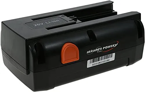 Powery Akku für Spindelmäher 3000 mAh (25 V) schwarz - Zubehör für Elektrowerkzeug: Leistungsstarker Li-Ion Akku mit 3000 mAh für längere Laufzeiten und effizientes Mähen im Garten.