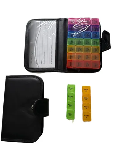 Tablettenbox Pillenbox  7 Tage 4 Fächer Wochenorganizer Buch Reise ca. 12x19cm