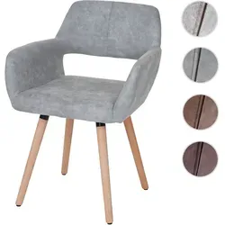 Esszimmerstuhl HWC-A50 II - Retro 50er Jahre Design - Stühle mit hochwertigem Textilbezug und stabilen Buchenholzfüßen, ideal für Wohnbereich und Küche. Der retro Stil vereint Eleganz und hohen Sitzkomfort.