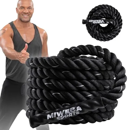 Miweba Sports Battle Rope BR100 - 12m Fitnessseil für intensives Training - Trainingsseile für Kraft- und Ausdauertraining, langlebig und gelenkschonend mit Anti-Rutsch Griffen für sicheres Workout.