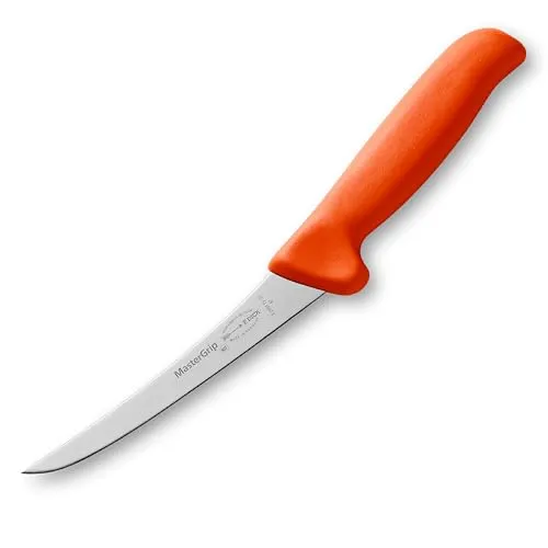 F. DICK Ausbeinmesser MasterGrip 15 cm, steif - rostfrei, Klinge extra scharf, 56 HRC, Fleischermesser ergonomischer Griff - Spezialstahl Metzgermesser - Profi Messer - 82891151-53 - orange