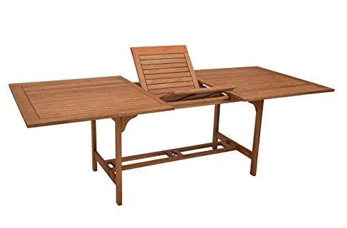 Ausziehtisch Rio 180/230x100cm aus Eukalyptus - Esstisch ausziehbar von 180cm auf 230cm, gefertigt aus witterungsbeständigem Eukalyptus-Hartholz, ideal für Outdoor-Bereich und FSC-zertifiziert.