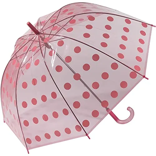 happy rain Regenschirm Damen Transparentschirm Pink Punkte Big Dots 92 cm 325g Poe Kunststoff