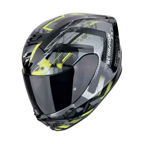 Scorpion Exo-391 CLUTTER Motorradhelm Schwarz Neon Gelb Gr. L 59/60 - Motorradhelm mit ECE R22.06-Zertifizierung, werkzeuglosem Visierwechsel und Kwikfit™ Wangenpolstern für Brillenträger - ideal für Sicherheit und Komfort.