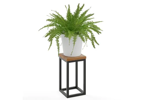 LAMO Manufaktur Blumenständer LAMO Manufaktur 30cm Pflanzenständer Blumenständer Gestell: Schwarz (Schweberegal Massiv 100% Echtholz, 1 St., 2-Teilig)