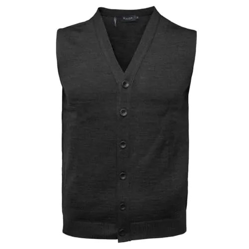 Maerz Herren Weste aus Merinowolle Superwash, Anthrazit, 54 EU