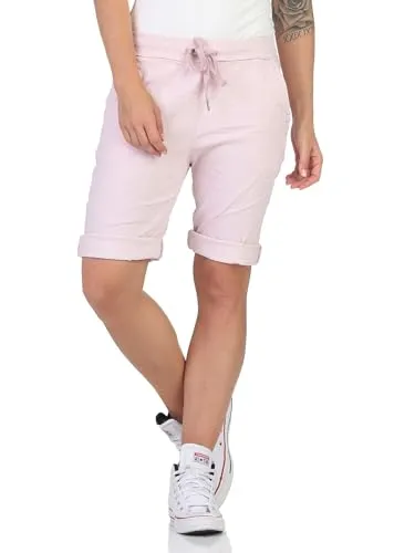 simaranda Damen Bermuda Kurze Hose Shorts für den Strand Sweatpants Sommerhose 8130 (DE/NL/SE/PL, Numerisch, 36, 40, Regular, Regular, Rosa)