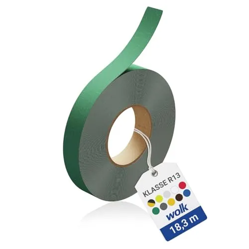 wolk Antirutsch Klebeband R13 Grün (25,0 mm x 18,3 m) – Selbstklebendes Anti-Rutschband für Treppen, Rampen & Böden – Rutschhemmung nach BGR 181 – Innen & Außen, extrem belastbar