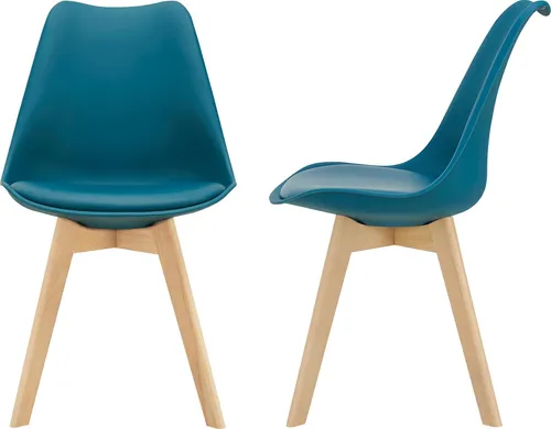 [en.casa] 2er-Set Design Esszimmerstühle 'Fläten' in Türkis