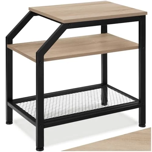 tectake® Beistelltisch Holz & Stahl - Vielseitiger Couchtisch im Industrial Stil - Vielseitiger Beistelltisch mit extra Stauraum auf 3 Ebenen. Ideal für Wohnzimmer, Schlafzimmer oder als Pflanzenständer. Robuste Materialien sorgen für Langlebigkeit und pflegeleichte Oberflächen machen die Reinigung zum Kinderspiel.
