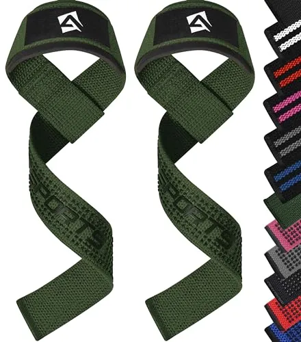 AQF Zughilfen Krafttraining (Gel Gepolstert) | Profi Lifting Straps für Bodybuilding und Weightlifting | Kreuzheben Gurte, Gym Straps | Fitness Zughilfen im Paar für Frauen und Männer