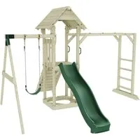 OutdoorToys Spielturm - Hochwertiger Spielturm aus Holz in Dunkelgrün, ideal für Kinder ab 3 Jahren. Perfekt für stundenlangen Spielspaß im eigenen Garten.