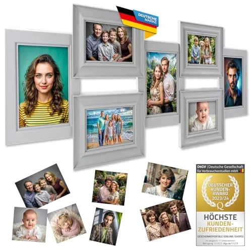 GOODS+GADGETS Bilderrahmen - XXL Fotorahmen Bildergalerie Foto-Collage; Galerierahmen für Hochwertige und exzellente darstellung (Collage Grau)