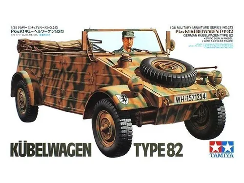 TAMIYA 300035213 - 1:35 Deutscher Kübelwagen Typ 82 Modellbausatz, detaillierte Nachbildung für anspruchsvolle Modellbauer