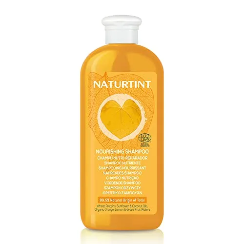 Naturtint Shampoo. Tiefe Pflege und Reparatur. Trockenes und Geschädigtes Haar. 99% Natürliche Inhaltsstoffe. Silikon- und Parabenfrei. Fruchtiges Wasser aus Orangen, Zitronen und Trauben - 330ml