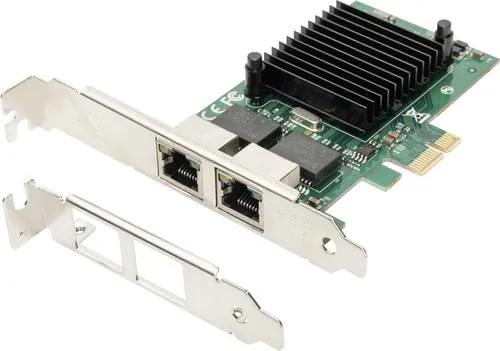 DIGITUS IO-Karte - PCIe 2-Port Gigabit Netzwerk-Karte, schnelle Datenübertragung mit Intel Chipsatz für kompakte PCs