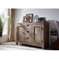 Sideboard Sheesham 120x45x85 grau geölt NATURE GREY #83 in grau von Massivholzmöbel24