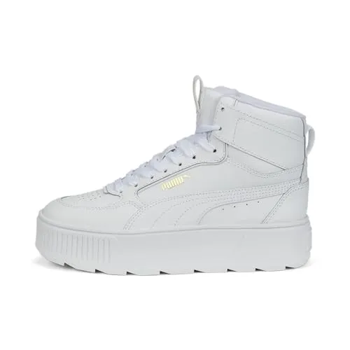 PUMA Damen Karmen Rebelle Mid Sneaker - Weiß, 42 EU - Damen-Sneaker mit kantigem Obermaterial und mehreren Schichten, ideal für einen trendigen Look. Die robuste Gummilaufsohle sorgt für optimalen Halt.