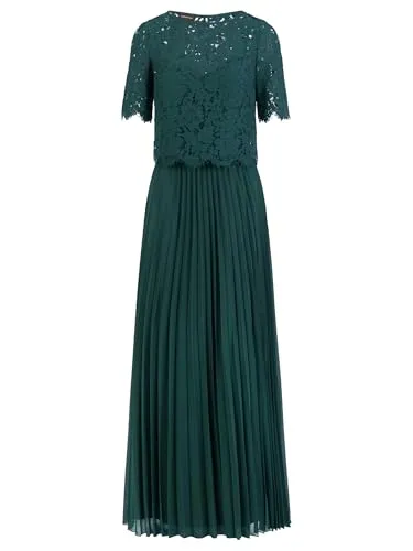 Apart Abendkleid mit Spitzenoberteil und Plisseerock in Emerald, Größe 46