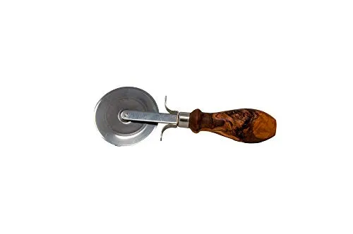 Schöner Pizzaschneider Pizzaroller Pizzamesser Pizza Cutter aus echtem Olivenholz
