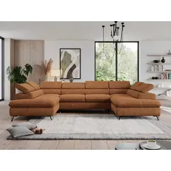 U-Ecksofa PEDRO U mit Schlaffunktion und Bettkasten in orange von MKS Meble