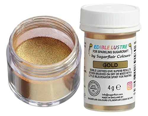 Sugarflair Edible Lustre Lebensmittelfarbe Glanzfarbe Gold