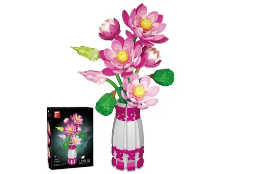 Esun Lotusblumen Botanisches Bauset mit Vase Rosa