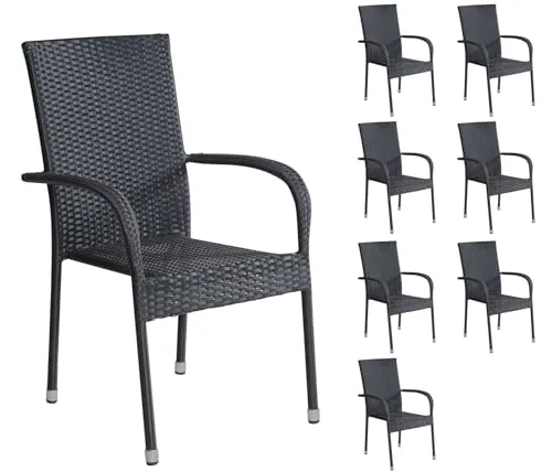 LC Garden Lübeck 8er Set Stapelstuhl schwarz in schwarz von Wholesaler GmbH