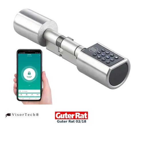 VisorTech Elektronischer Tür-Schließzylinder mit Zahlencode, Bluetooth & App - Türschlösser & Schließzylinder, elektronisches Zahlenschloss für mehr Sicherheit und Komfort, steuerbar über Bluetooth und App.