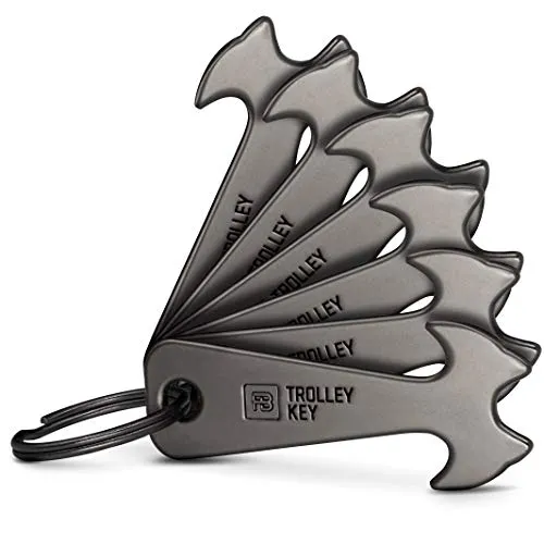 FABACH 6 Black Trolley Key Einkaufswagenlöser - Ersetzt Einkaufswagenchip, Einkaufschip - Schlüsselanhänger aus Metall für Key Organizer und Schlüsselbund - Kein Steckenbleiben im Einkaufswagen