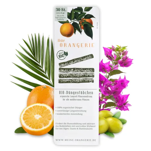 Meine Orangerie organische Düngestäbchen für mediterrane Pflanzen - 30 Sticks - bis zu 90 Tage Langzeitwirkung - Optimale Pflanzennahrung