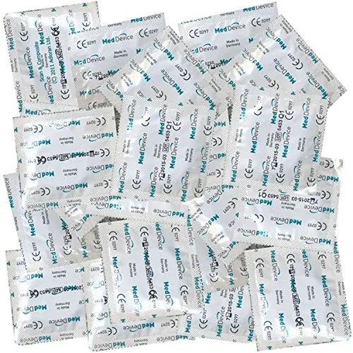 ♥ 100 MedDevice Kondome 52mm Rot mit Erdbeer-Aroma - Empfängnisverhütung: 100 Kondome aus Naturkautschuklatex mit leckerem Erdbeer-Geschmack für ein sinnliches Erlebnis.