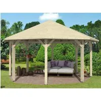 Pavillon SKAN HOLZ Nice Gr. 3 - 8-eckiger Holzpavillon - Pavillons & Pergolen, großzügiger Durchmesser von 557 cm, ideal für Gartenfeste und entspannte Stunden im Freien.