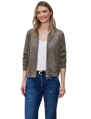 Street One Damen Blouson aus Velours Mesh mit Zipper