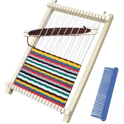 Schulwebrahmen - Kleiner Webrahmen für Kita und Schule, ideal zum Trainieren der Feinmotorik und kreativen Gestaltung bunter Teppiche. Perfekte Beschäftigung für verregnete Nachmittage!