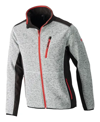 Fortis Strickjacke, Softshell, Größe L, hellgrau-rot - Softshell-Kleidung, bietet hohen Tragekomfort und ist ideal für wechselhaftes Wetter.
