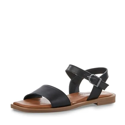 Tamaris Sandalette schwarz 36 EU - Wanderschuhe in Größe 36, elegante schwarze Römersandalen aus Glattleder mit 1,5 cm Absatzhöhe, ideal für komfortable Sommerausflüge.