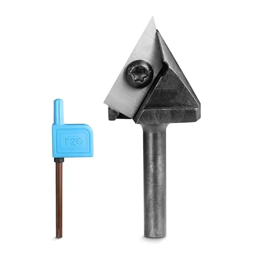 Genmitsu 60-Grad-V-Nut-Fräser, 1/4-Zoll-Schaft, 1-Zoll-Schnittdurchmesser, CNC-Fräser-Plattenglättungsfräser, Hartmetall-Einsatz-Fräserhobel für Holzschnitzereien, VRBC01A