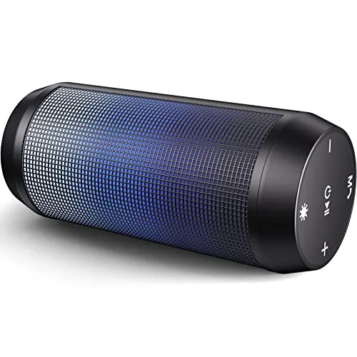 VOSFEEL Bluetooth Lautsprecher LED Tragbare Musikbox Kabellos 360° Surround-Sound für Reise Outdoor Party Bluetooth Box für Handy PC TF-Karte/U-Disk, 10W