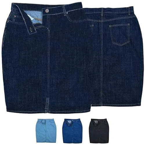 Trendiger Midi Rock Jeansrock Denimrock Business Rock, 40, Dunkelblau